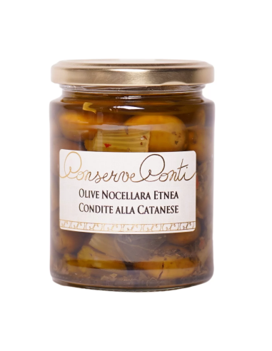 Olive Nocellara Etna condite alla catanese in olio extravergine d’oliva 270 gr Conserve Conti