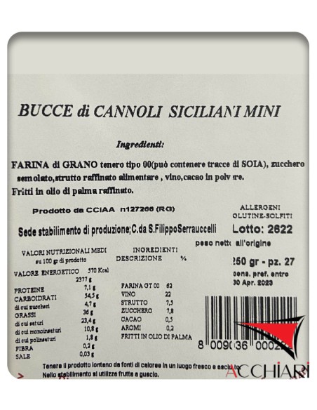 Cannoli Mini 27 Pz Biscottificio Licitra