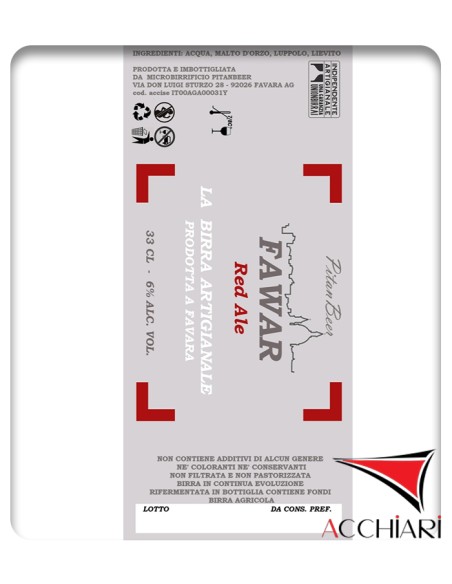 FAWAR Red Ale 33 cl Cartone da 20 bottiglie PitanBeer