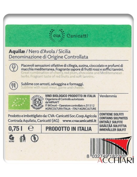 Aquilae Bio Nero D'Avola Sicilia DOC 75 cl CVA