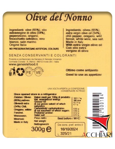 Olive del Nonno 300 gr Genesis acquista online