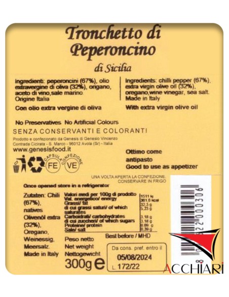 Tronchetto di Peperoncino 300 gr Genesis acquista online